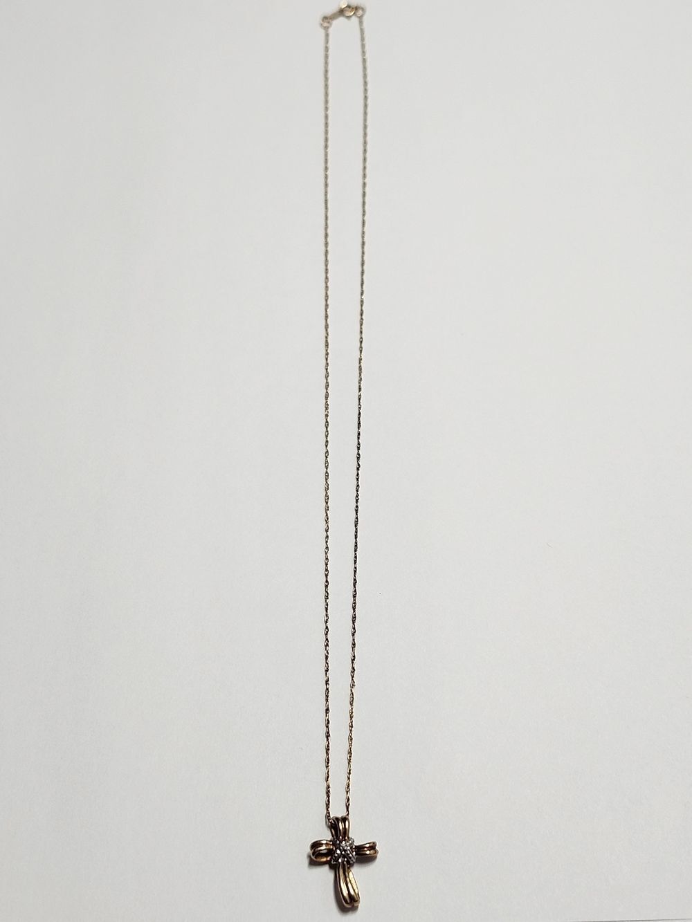10K Gold Cross Pendant Necklace With Diamond Accent 18" 10K Gold Chain - Picture 4 of 5